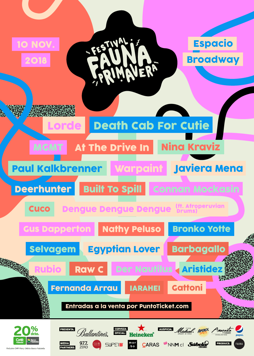Afiche lineup final Fauna Primavera 2018. Imagen: Fauna Producciones